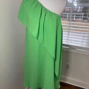 Women's Trina Turk One Shoulder Ruffle Cocktail Dress Lime Green size Medium